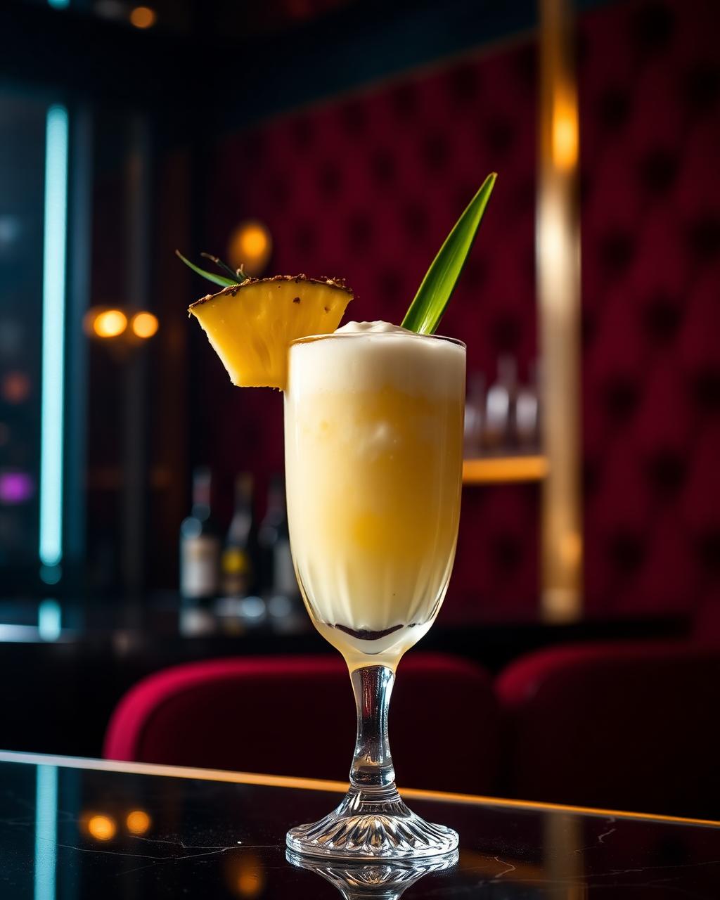 Pinacolada cocktail served at The Velvet Bar